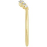 14K Gold Round Natural Diamond Contour Band – 1.5-2.5mm Stones - Yellow Gold - view 4