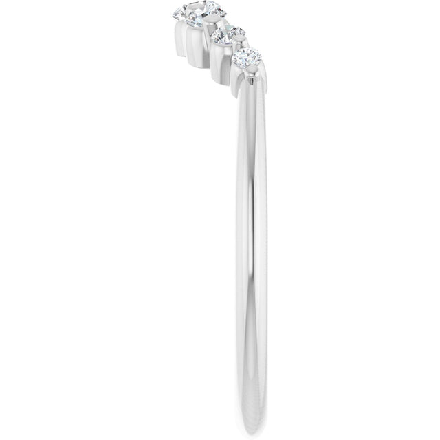 Platinum Round Lab-Grown Diamond Contour Band – 2.5mm Stones - view 4