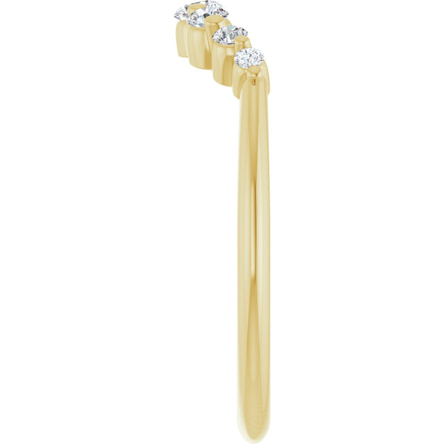14K Gold Round Lab-Grown Diamond Contour Band – 2.5mm Stones - Yellow Gold - view 4