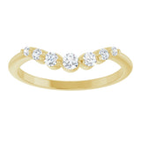 14K Gold Round Natural Diamond Contour Band – 1.5-2.5mm Stones - Yellow Gold - view 3
