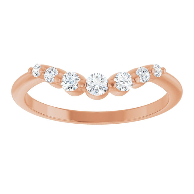 14K Gold Round Lab-Grown Diamond Contour Band – 2.5mm Stones - Rose Gold - view 3