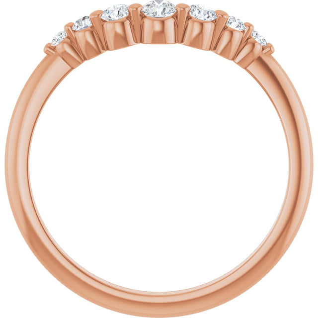 14K Gold Round Natural Diamond Contour Band – 1.5-2.5mm Stones - Rose Gold - view 2