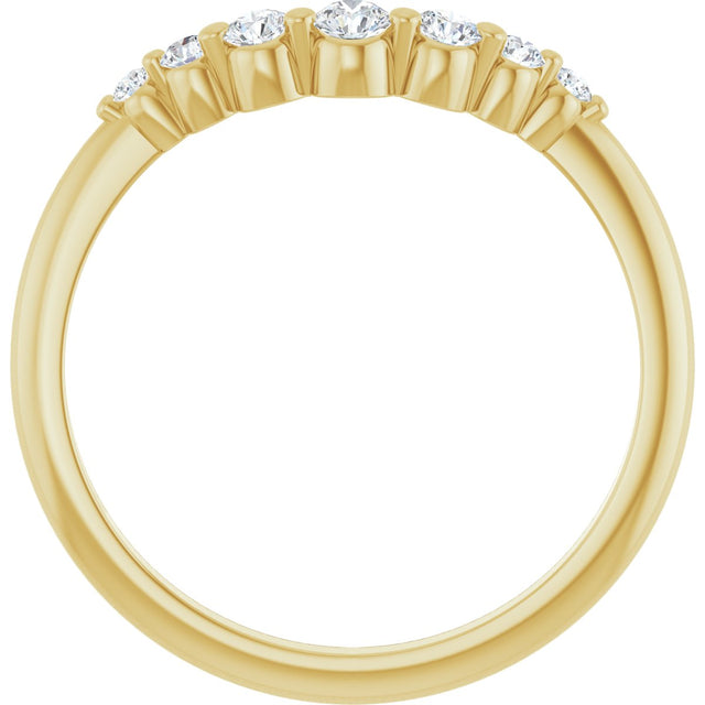 14K Gold Round Lab-Grown Diamond Contour Band – 2.5mm Stones - Yellow Gold - view 2
