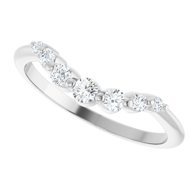 Platinum Round Lab-Grown Diamond Contour Band – 2.5mm Stones - view 5