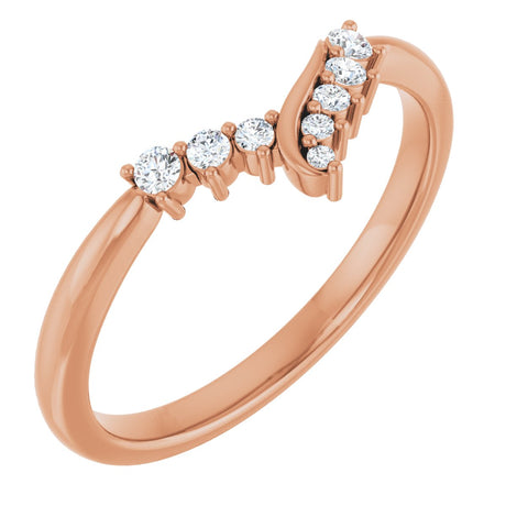 14K Gold Round Natural Diamond Contour Band II - Rose Gold