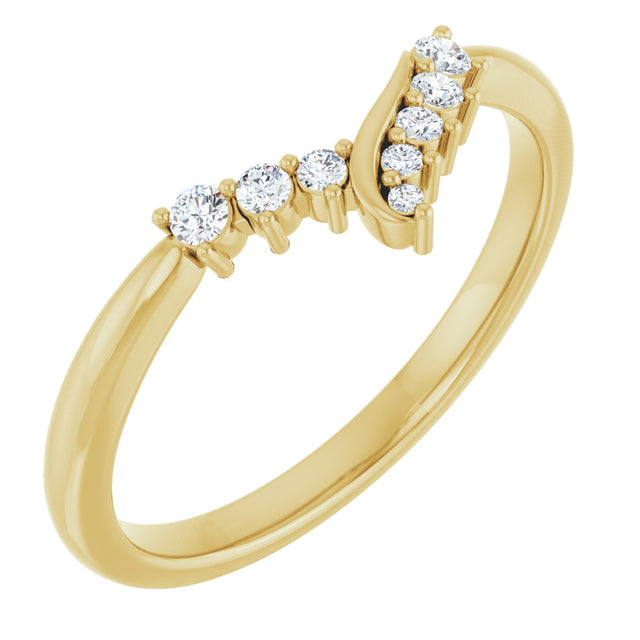 14K Gold Round Lab-Grown Diamond Contour Band – 1.2mm Stones - Yellow Gold
