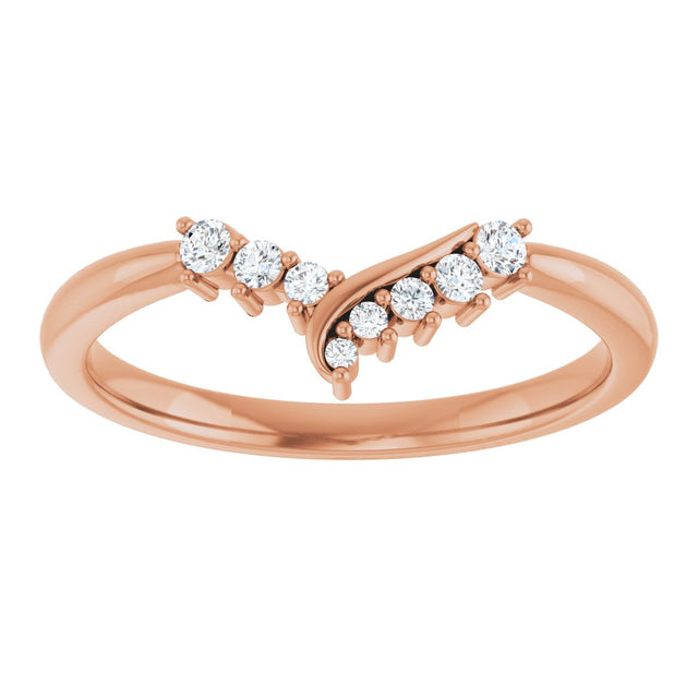 14K Gold Round Natural Diamond Contour Band II - Rose Gold - view 3