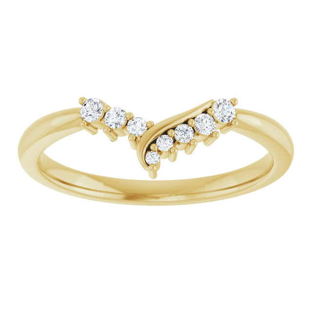 14K Gold Round Natural Diamond Contour Band II - Yellow Gold - view 3