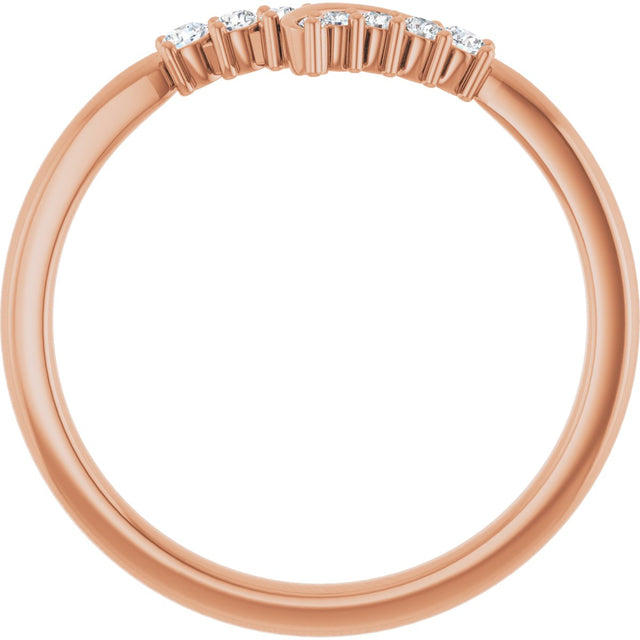 14K Gold Round Natural Diamond Contour Band II - Rose Gold - view 2