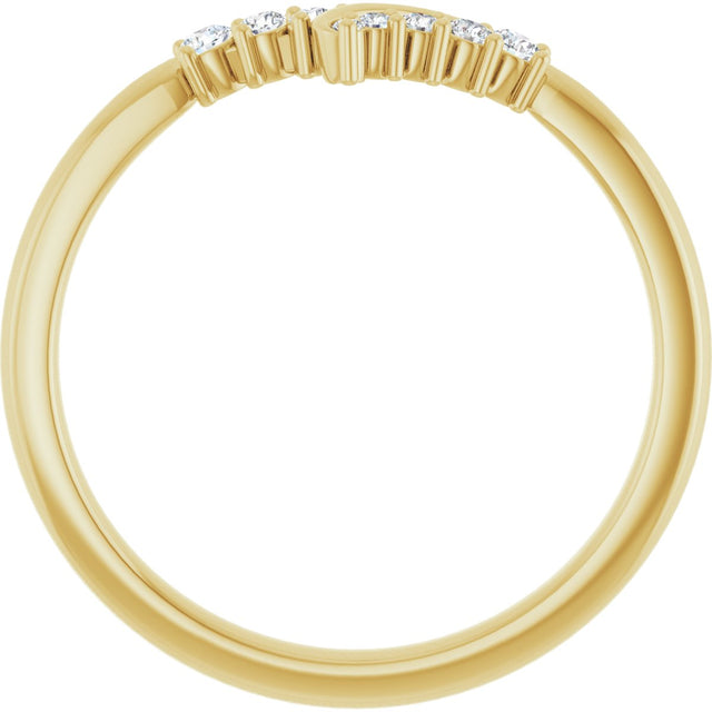 14K Gold Round Natural Diamond Contour Band II - Yellow Gold - view 2