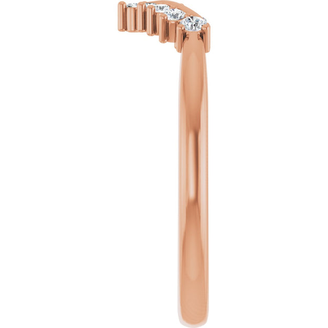 14K Gold Round Lab-Grown Diamond Contour Band – 1.2mm Stones - Rose Gold - view 4