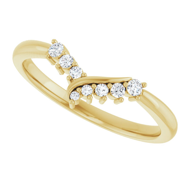 14K Gold Round Lab-Grown Diamond Contour Band – 1.2mm Stones - Yellow Gold - view 5