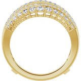 14K Gold Round Natural Diamond Graduated Double Row Ring Guard - Yellow Gold - view 2