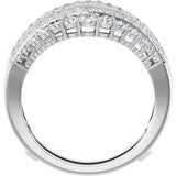 14K Gold Round Natural Diamond Graduated Double Row Ring Guard - White Gold - view 2