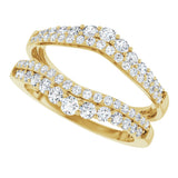 14K Gold Round Lab-Grown Diamond Graduated Double Row Ring Guard - Yellow Gold - view 5