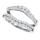 14K Gold Round Natural Diamond Graduated Double Row Ring Guard - White Gold - view 5