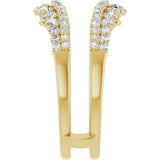 14K Gold Round Natural Diamond Graduated Double Row Ring Guard - Yellow Gold - view 4