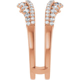 14K Gold Round Natural Diamond Graduated Double Row Ring Guard - Rose Gold - view 4