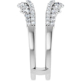 14K Gold Round Natural Diamond Graduated Double Row Ring Guard - White Gold - view 4