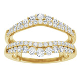 14K Gold Round Natural Diamond Graduated Double Row Ring Guard - Yellow Gold - view 3