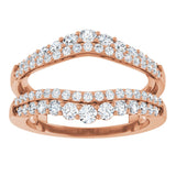 14K Gold Round Natural Diamond Graduated Double Row Ring Guard - Rose Gold - view 3