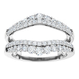 14K Gold Round Natural Diamond Graduated Double Row Ring Guard - White Gold - view 3