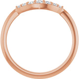14K Gold Round Natural Diamond Contour Band – 1.8-2.2mm Stones - Rose Gold - view 2