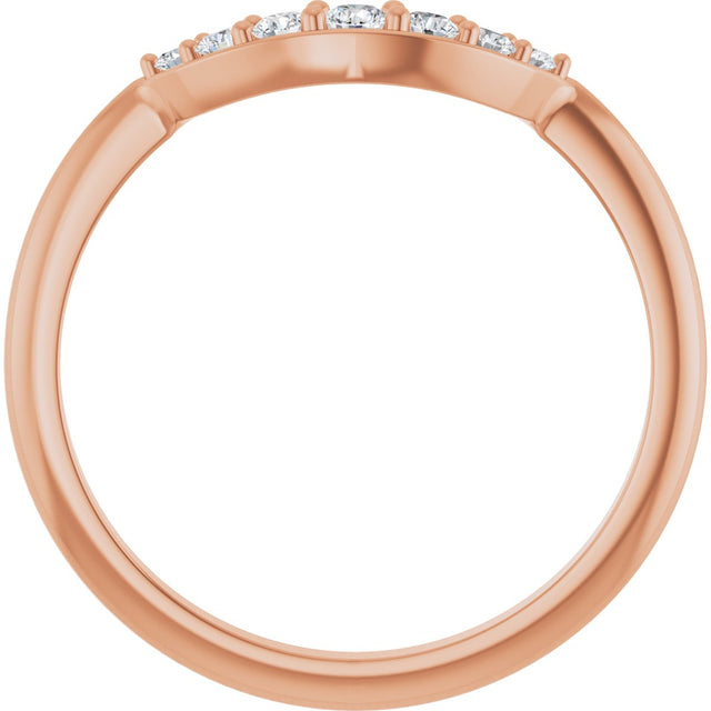 14K Gold Round Natural Diamond Contour Band – 1.8-2.2mm Stones - Rose Gold - view 2