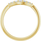 14K Gold Round Natural Diamond Contour Band – 1.8-2.2mm Stones - Yellow Gold - view 2