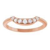 14K Gold Round Natural Diamond Contour Band – 1.8-2.2mm Stones - Rose Gold - view 3