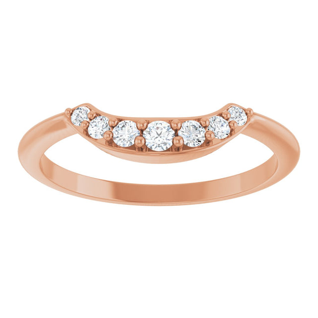 14K Gold Round Natural Diamond Contour Band – 1.8-2.2mm Stones - Rose Gold - view 3