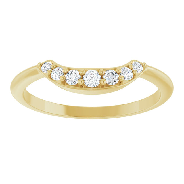 14K Gold Round Natural Diamond Contour Band – 1.8-2.2mm Stones - Yellow Gold - view 3