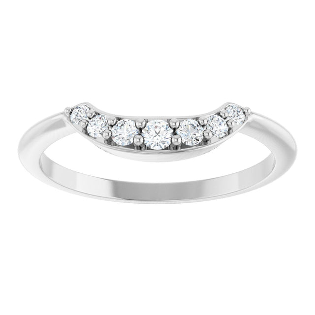 14K Gold Round Natural Diamond Contour Band – 1.8-2.2mm Stones - White Gold - view 3