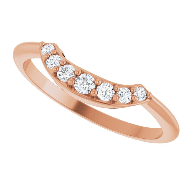 14K Gold Round Natural Diamond Contour Band – 1.8-2.2mm Stones - Rose Gold - view 6