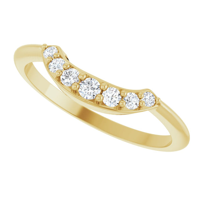 14K Gold Round Natural Diamond Contour Band – 1.8-2.2mm Stones - Yellow Gold - view 5