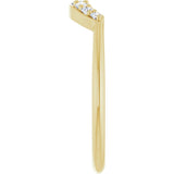 14K Gold Round Natural Diamond Contour Band – 1.8-2.2mm Stones - Yellow Gold - view 4