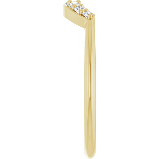 14K Gold Round Natural Diamond Contour Band – 1.8-2.2mm Stones - Yellow Gold - view 4