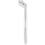 14K Gold Round Natural Diamond Contour Band – 1.8-2.2mm Stones - White Gold - view 4