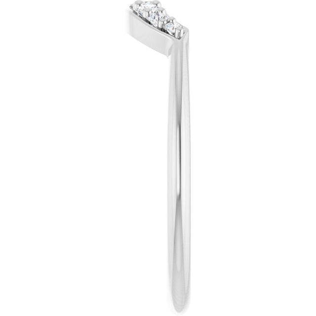 14K Gold Round Natural Diamond Contour Band – 1.8-2.2mm Stones - White Gold - view 4