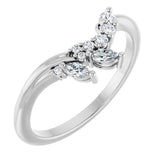 14K Gold Marquise Natural Diamond Accented Contour Band – 3.5x1.75mm - White Gold
