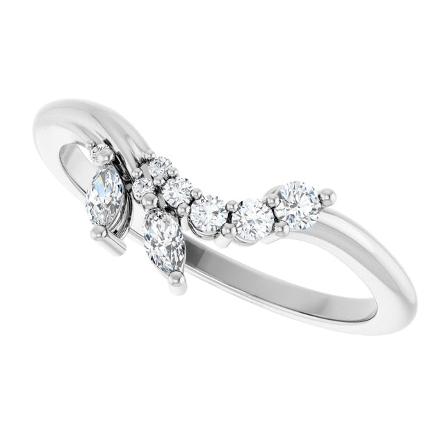 Platinum Marquise Lab-Grown Diamond Accented Contour Band – 3.5x1.75mm - view 5