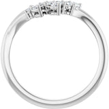 14K Gold Marquise Natural Diamond Accented Contour Band – 3.5x1.75mm - White Gold - view 2