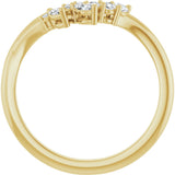 14K Gold Marquise Lab-Grown Diamond Accented Contour Band – 3.5x1.75mm - Yellow Gold - view 2