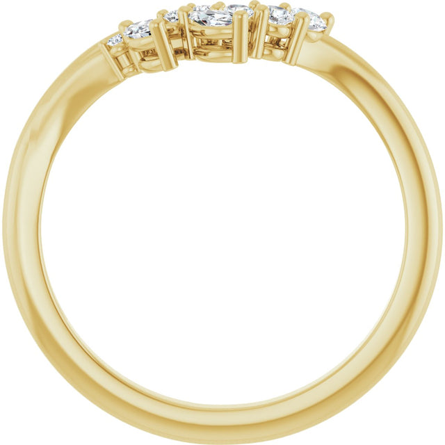 14K Gold Marquise Lab-Grown Diamond Accented Contour Band – 3.5x1.75mm - Yellow Gold - view 2