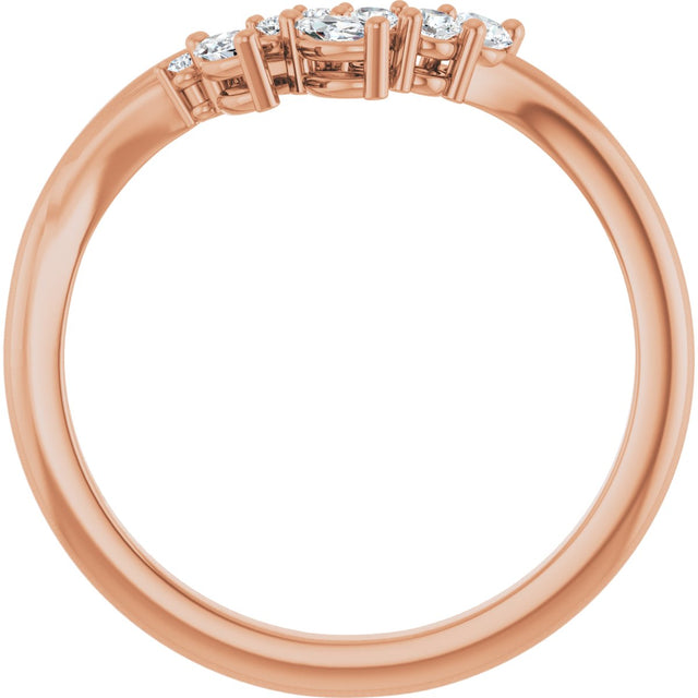 14K Gold Marquise Lab-Grown Diamond Accented Contour Band – 3.5x1.75mm - Rose Gold - view 2