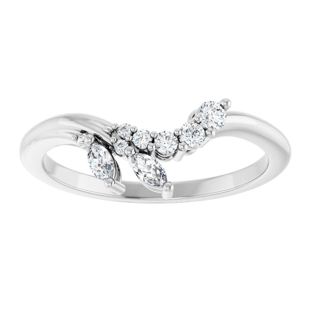 Platinum Marquise Lab-Grown Diamond Accented Contour Band – 3.5x1.75mm - view 3
