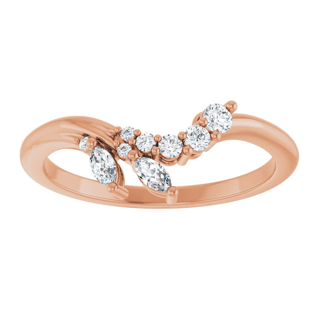 14K Gold Marquise Lab-Grown Diamond Accented Contour Band – 3.5x1.75mm - Rose Gold - view 3