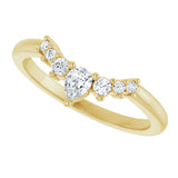 14K Gold Pear Natural Diamond Accented Contour Band – 4x3mm - Yellow Gold - view 4