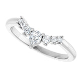 14K Gold Pear Natural Diamond Accented Contour Band – 4x3mm - White Gold - view 4