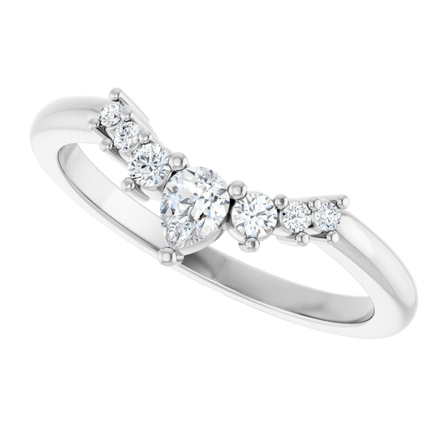 Platinum Pear Natural Diamond Accented Contour Band – 4x3mm - view 4